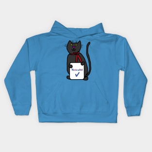 Cute Cat with Vaccinated Sign Kids Hoodie